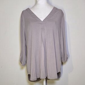 Stylish V-Neck Blouse - Light Gray